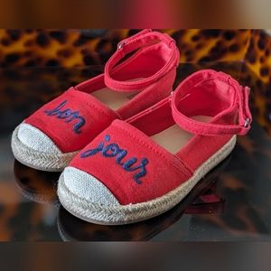 GYMBOREE Girls "bonjour" Red Espadrilles Flats 9
